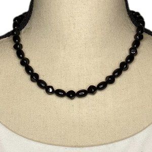 Trifari Black Beaded Necklace 17 Inches